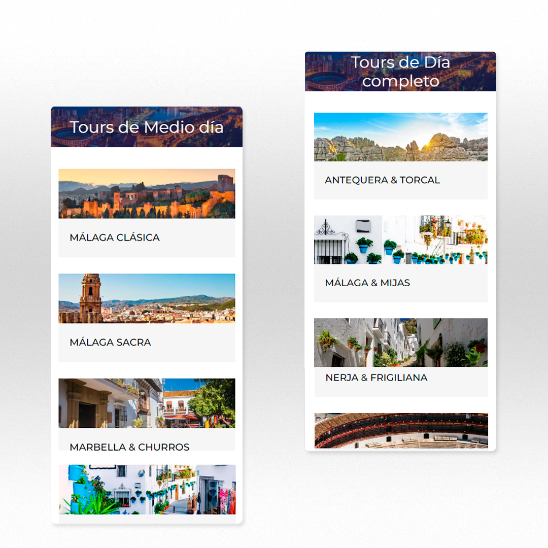 Desarrollo Web turismo en Málaga vista móvil