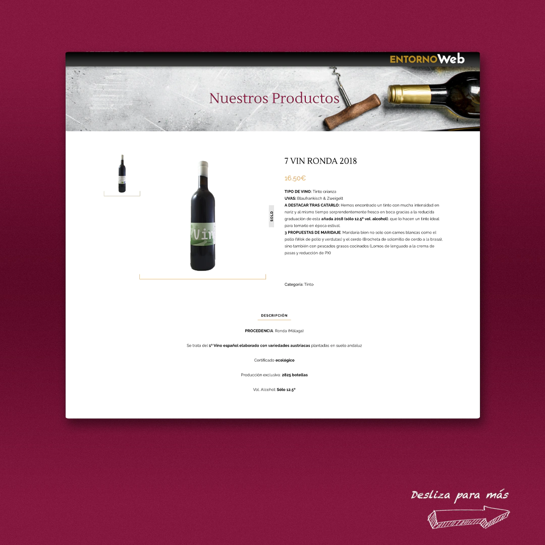 Desarrollo tienda online de El templo del vino